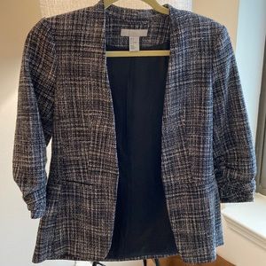 H&M tweed blazer gathered sleeve